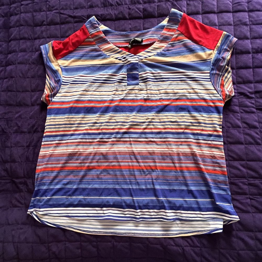 New Directions Woman Multi Color Striped Blouse Sz 1X
